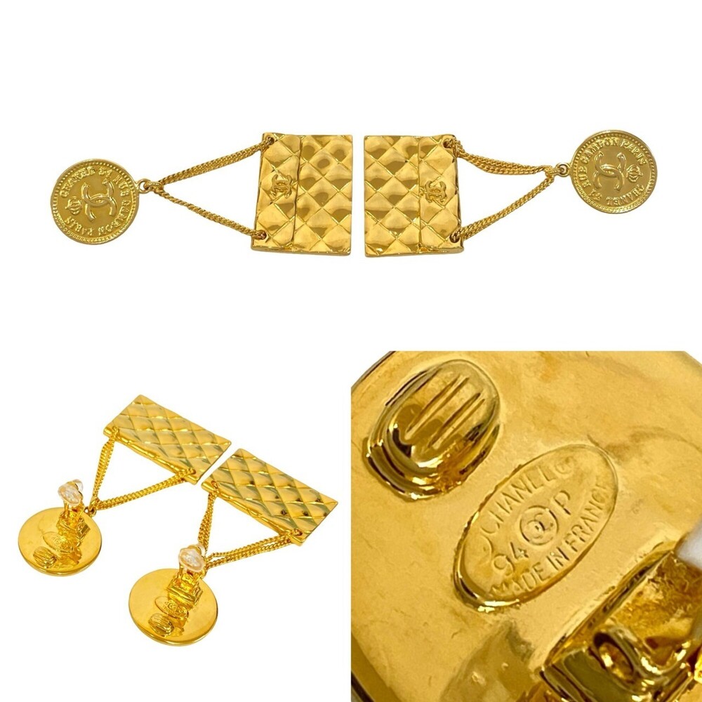 CHANEL Authentic Gold Logo Earrings - Picture 2 of 4
